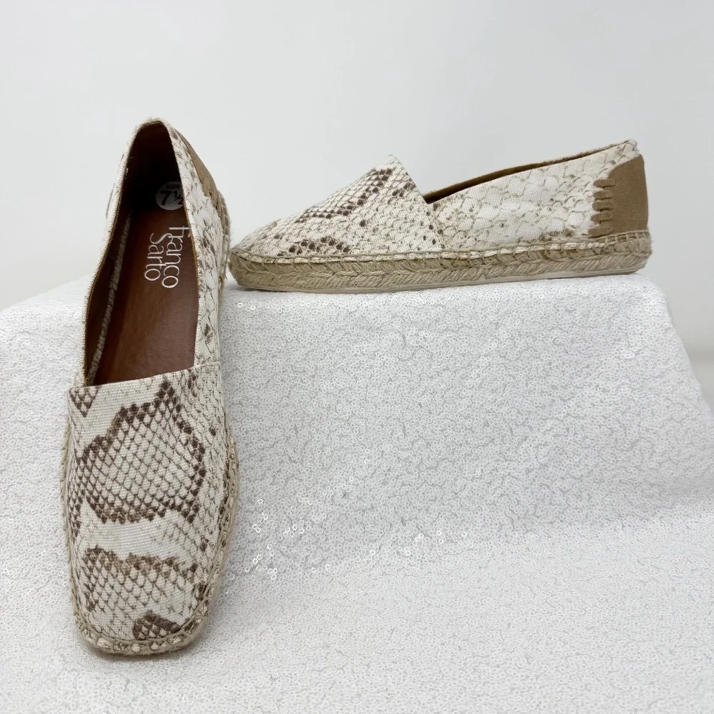 Franco Sarto Espadrille Kenna Snakeskin Espadrille Flats size 7.5W